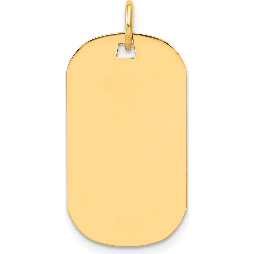 14K Yellow Gold Polished Engraveable Dog Tag Disc Charm by Oro Pregiato
