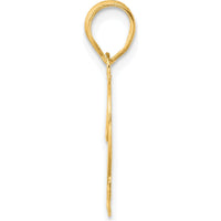 14K Yellow Gold Polished Etched Number 22 Pendant - Large