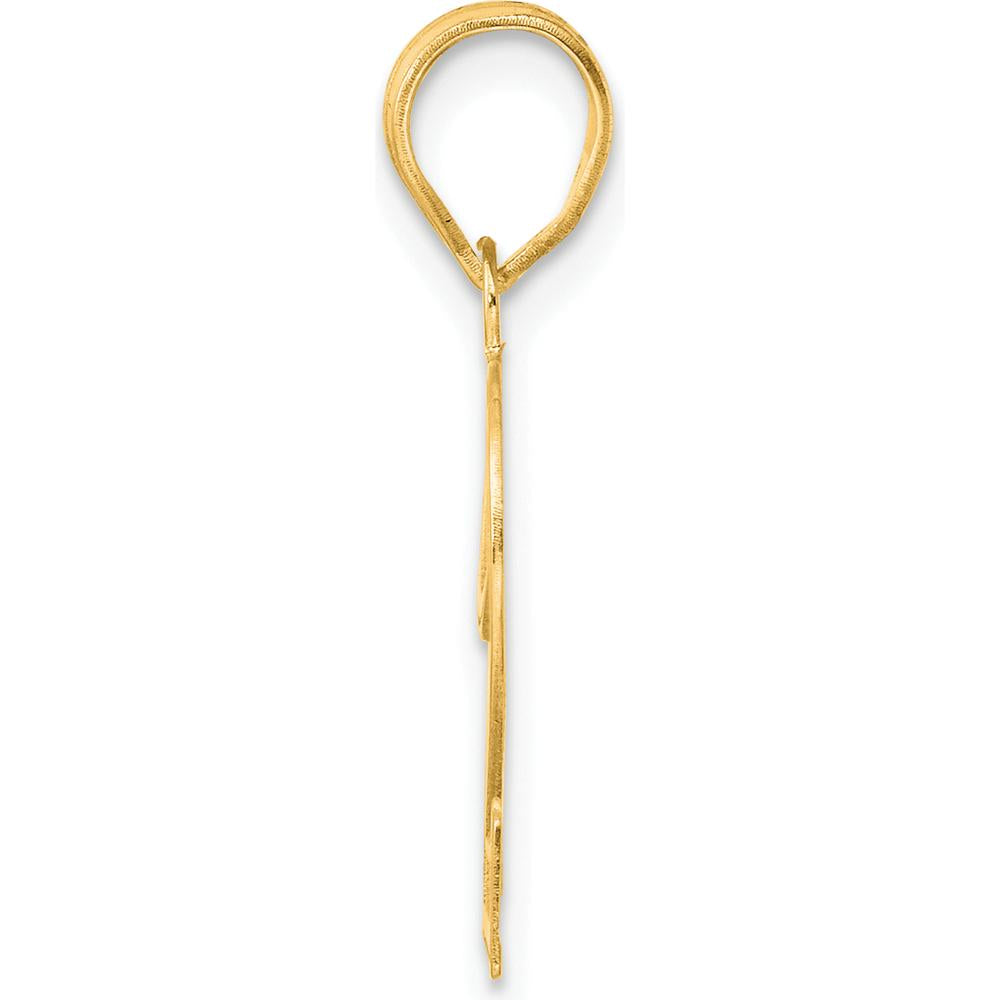14K Yellow Gold Polished Etched Number 22 Pendant - Large