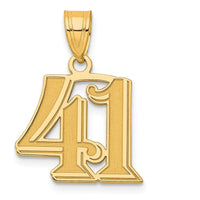 14K Yellow Gold Polished Etched Number 41 Pendant - Large Size