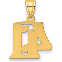 14K Yellow Gold Polished Etched Number 41 Pendant - Large Size