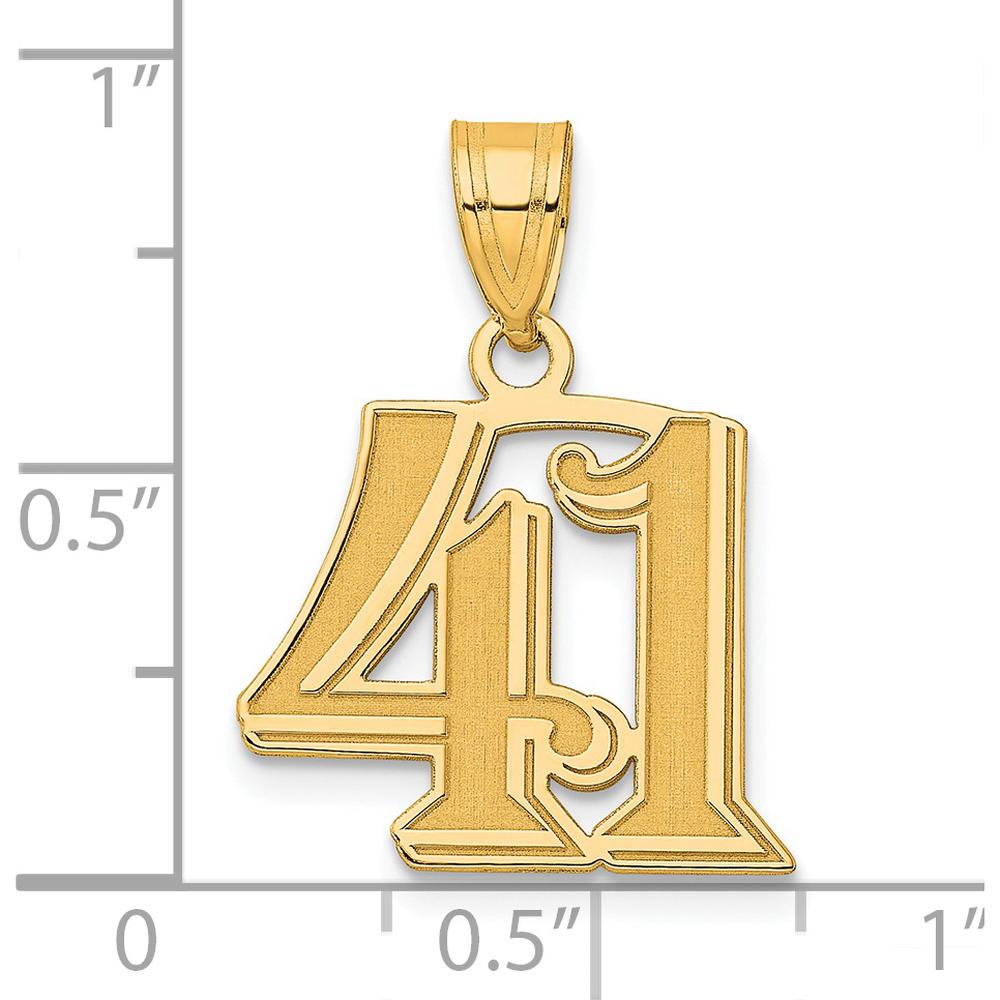 14K Yellow Gold Polished Etched Number 41 Pendant - Large Size