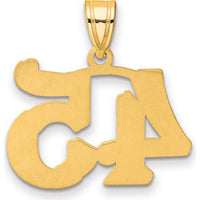 14K Yellow Gold Polished Etched Number 45 Pendant - 17.86mm Length, 23.37mm Width
