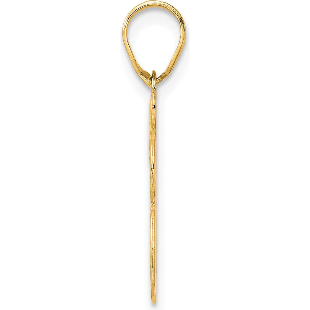 14K Yellow Gold Polished Etched Number 78 Pendant - Laser Etched Design