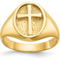 14K Yellow Gold Polished Eternal Life Cross Ring - 15mm Band Width by Oro Pregiato