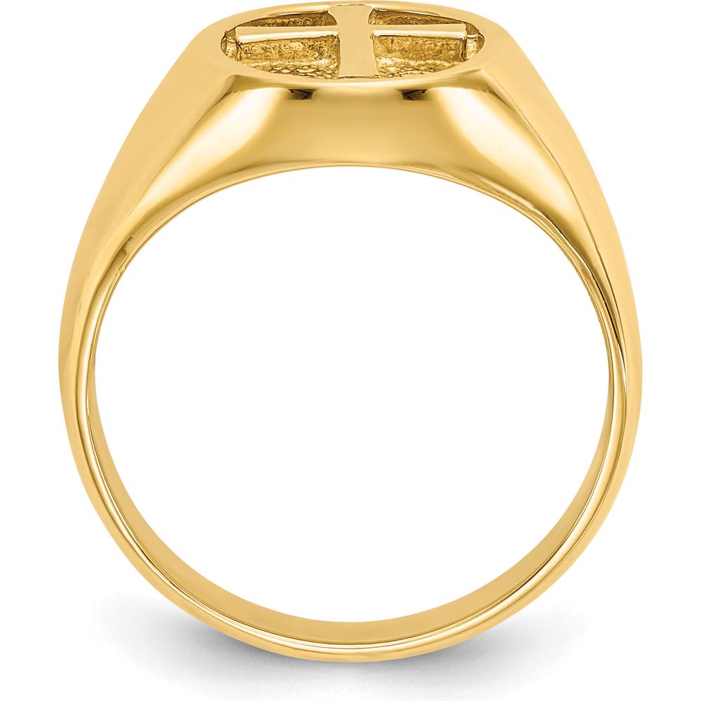 14K Yellow Gold Polished Eternal Life Cross Ring - 15mm Band Width by Oro Pregiato
