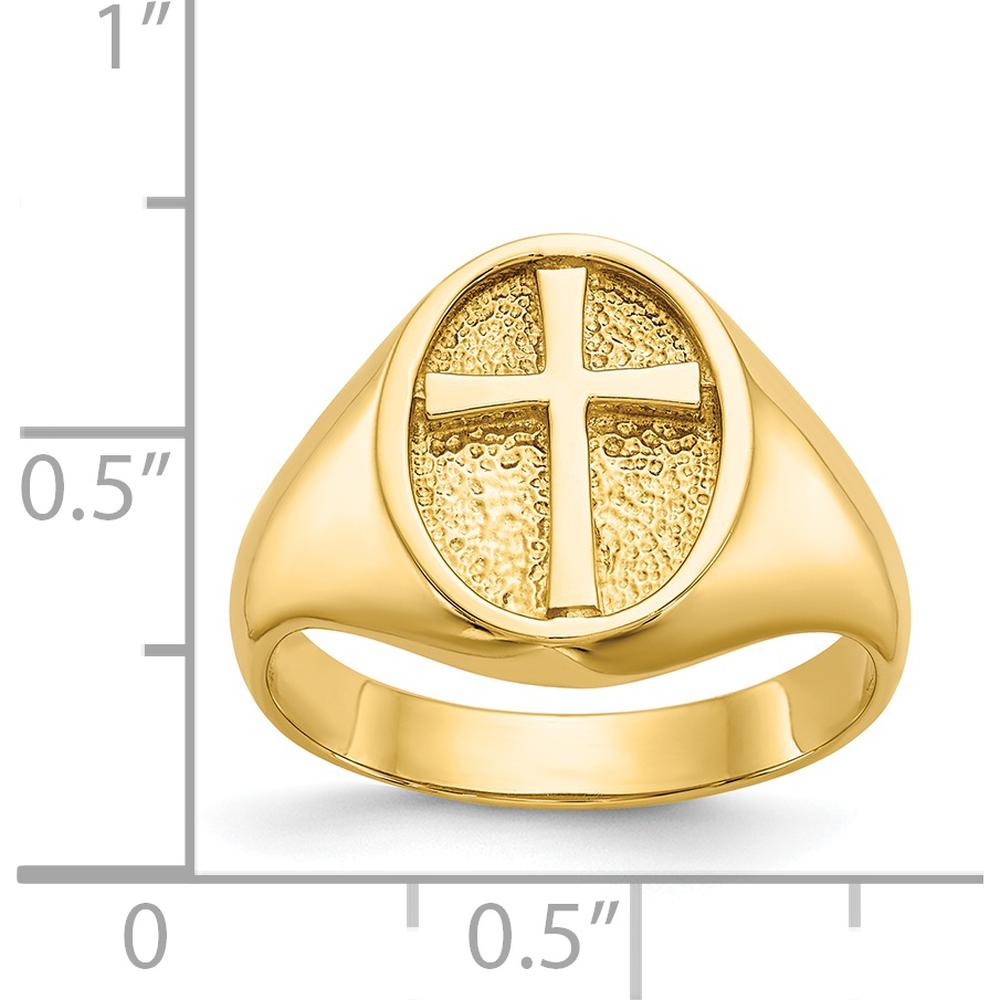 14K Yellow Gold Polished Eternal Life Cross Ring - 15mm Band Width by Oro Pregiato