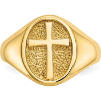14K Yellow Gold Polished Eternal Life Cross Ring - 15mm Band Width by Oro Pregiato