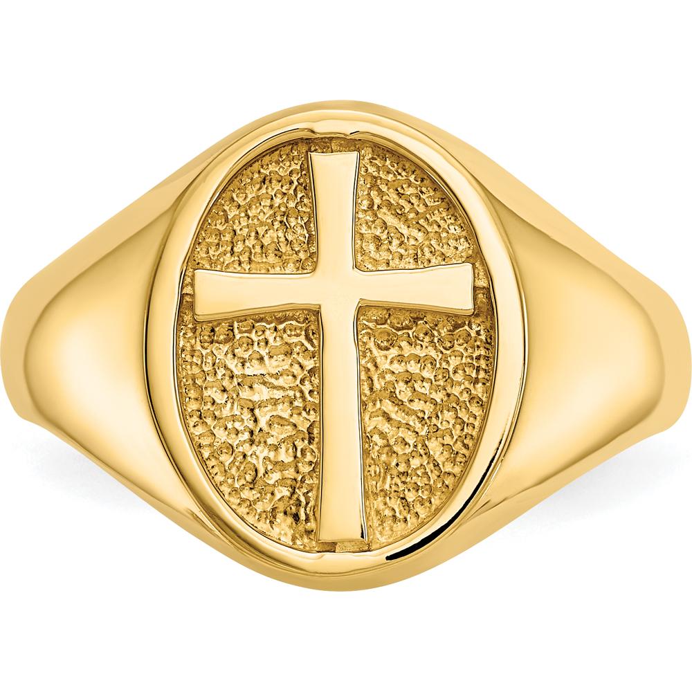 14K Yellow Gold Polished Eternal Life Cross Ring - 15mm Band Width by Oro Pregiato