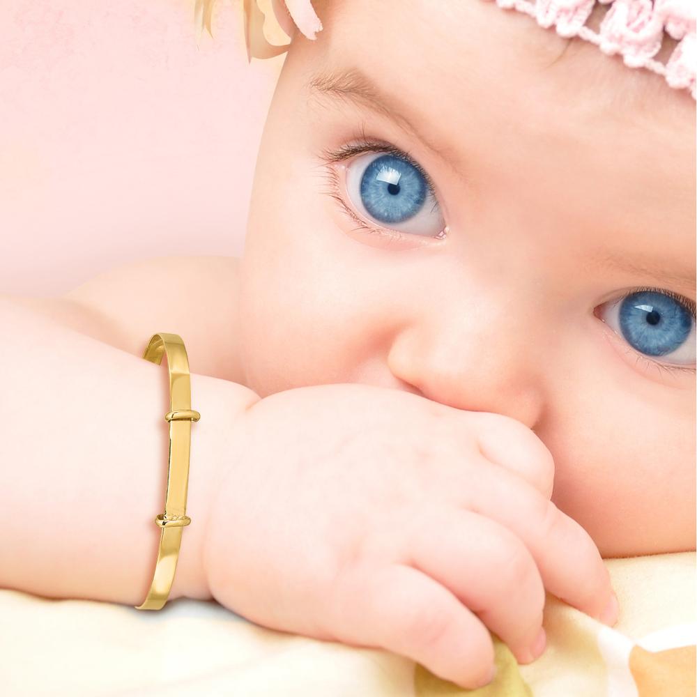 14K Yellow Gold Polished Expandable Baby Bangle - Timeless Keepsake for Children by Oro Pregiato