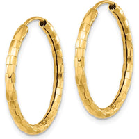 14K Yellow Gold Polished Faceted 2.5mm Large Hoop Earrings by 0