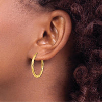 14K Yellow Gold Polished Faceted 2.5mm Large Hoop Earrings by 0