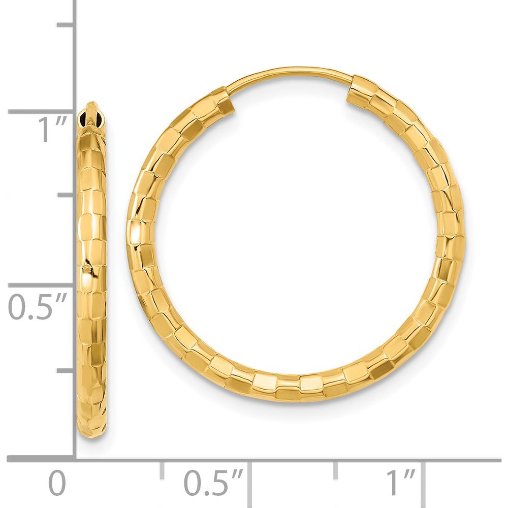 14K Yellow Gold Polished Faceted 2.5mm Large Hoop Earrings by 0