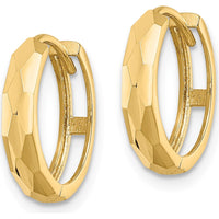 14K Yellow Gold Polished Faceted Hinged Hoop Earrings - 14.5mm Length by 0