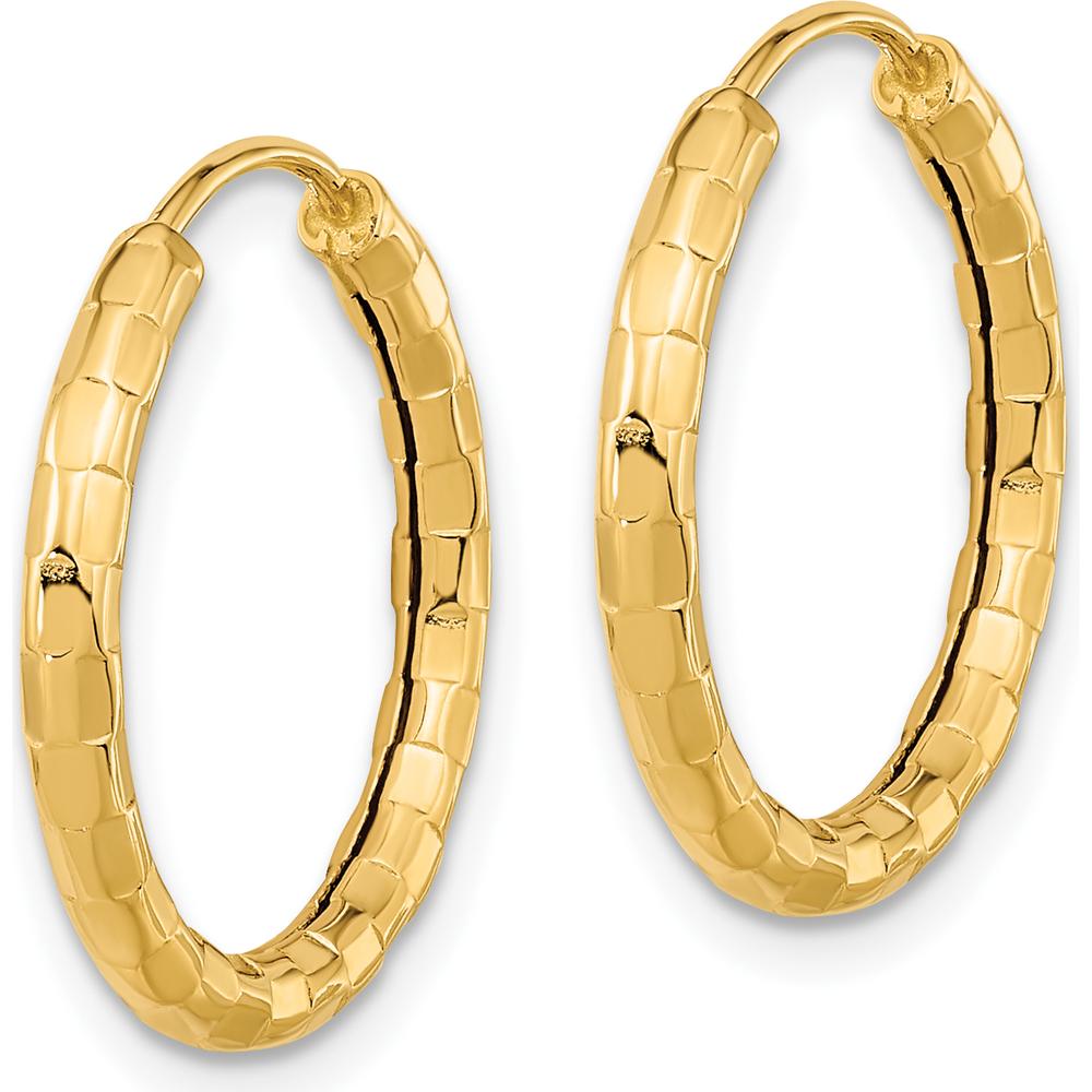 14K Yellow Gold Polished Faceted Medium Hoop Earrings - 20mm Diameter by 0