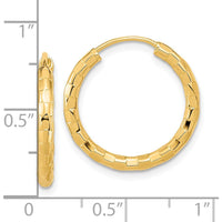 14K Yellow Gold Polished Faceted Medium Hoop Earrings - 20mm Diameter by 0