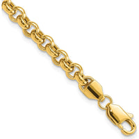 14K Yellow Gold Polished Fancy 5mm Rolo Link Bracelet - 7.5" Length by 0