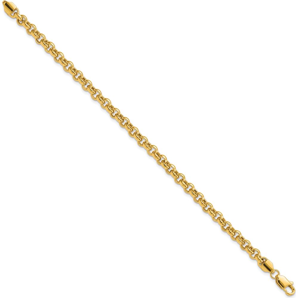 14K Yellow Gold Polished Fancy 5mm Rolo Link Bracelet - 7.5" Length by 0