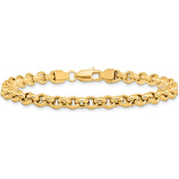 14K Yellow Gold Polished Fancy 5mm Rolo Link Bracelet - 7.5" Length by 0