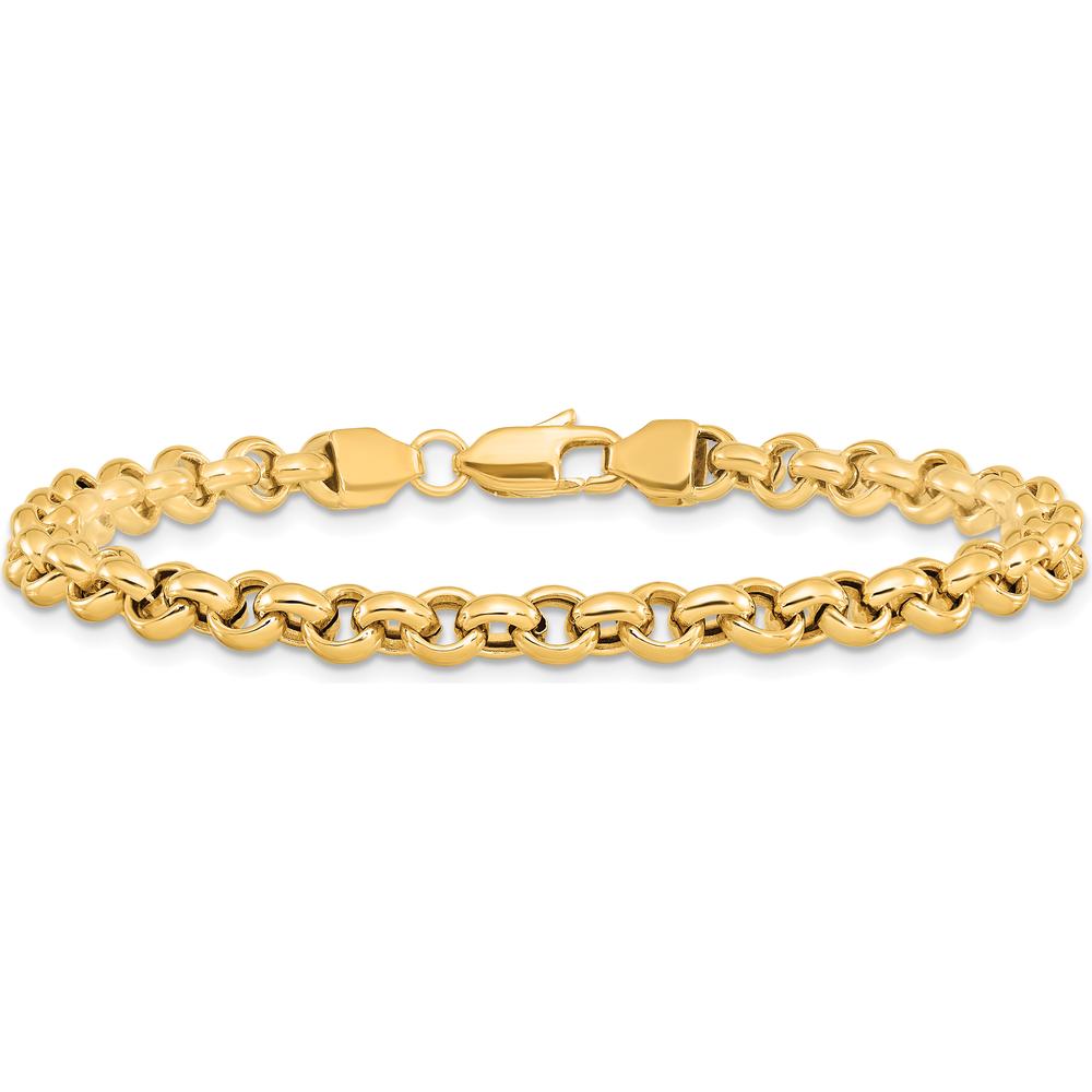 14K Yellow Gold Polished Fancy 5mm Rolo Link Bracelet - 7.5" Length by 0