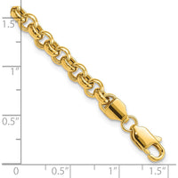 14K Yellow Gold Polished Fancy 5mm Rolo Link Bracelet - 7.5" Length by 0