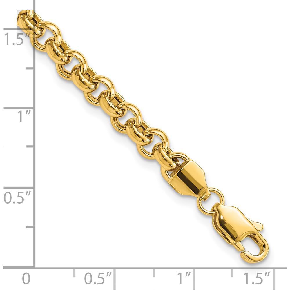 14K Yellow Gold Polished Fancy 5mm Rolo Link Bracelet - 7.5" Length by 0