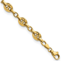 14K Yellow Gold Polished Fancy Anchor/Mariner Link Bracelet - 8.42mm Chain Width - 7.75" Length by Oro Pregiato