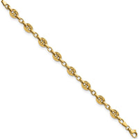 14K Yellow Gold Polished Fancy Anchor/Mariner Link Bracelet - 8.42mm Chain Width - 7.75" Length by Oro Pregiato
