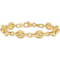 14K Yellow Gold Polished Fancy Anchor/Mariner Link Bracelet - 8.42mm Chain Width - 7.75" Length by Oro Pregiato