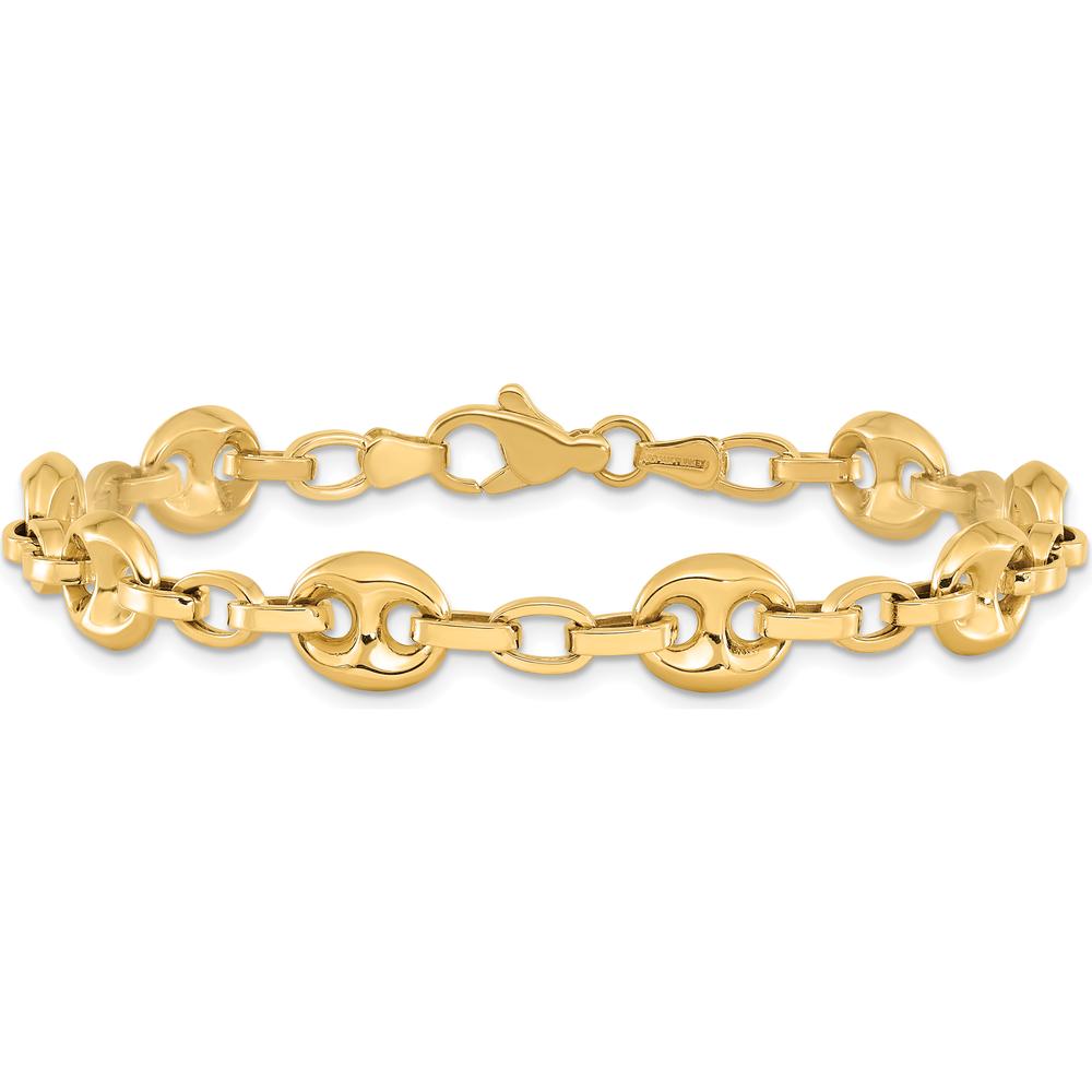 14K Yellow Gold Polished Fancy Anchor/Mariner Link Bracelet - 8.42mm Chain Width - 7.75" Length by Oro Pregiato