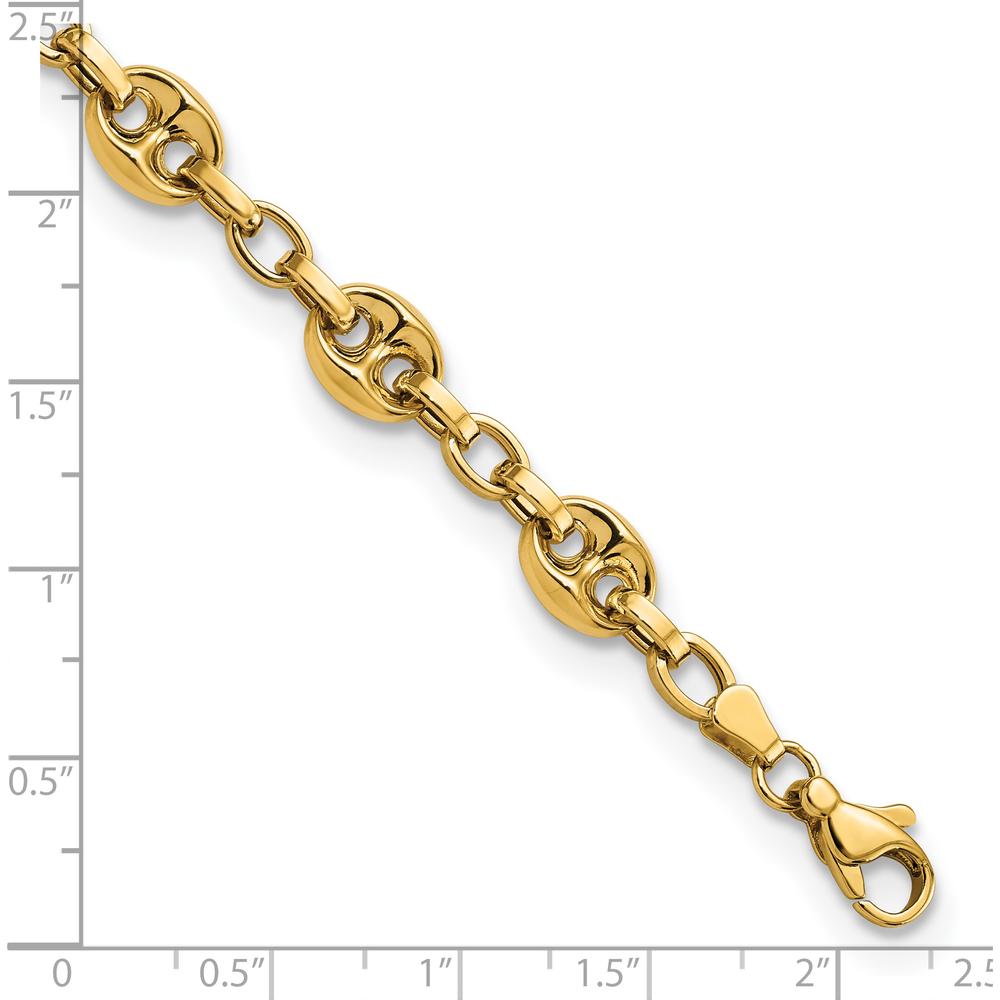 14K Yellow Gold Polished Fancy Anchor/Mariner Link Bracelet - 8.42mm Chain Width - 7.75" Length by Oro Pregiato