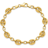 14K Yellow Gold Polished Fancy Anchor/Mariner Link Bracelet - 8.42mm Chain Width - 7.75" Length by Oro Pregiato