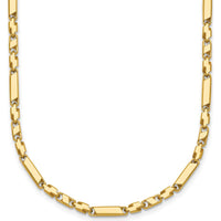14K Yellow Gold Polished Fancy Bar Link Necklace - 19.75" Long by 0