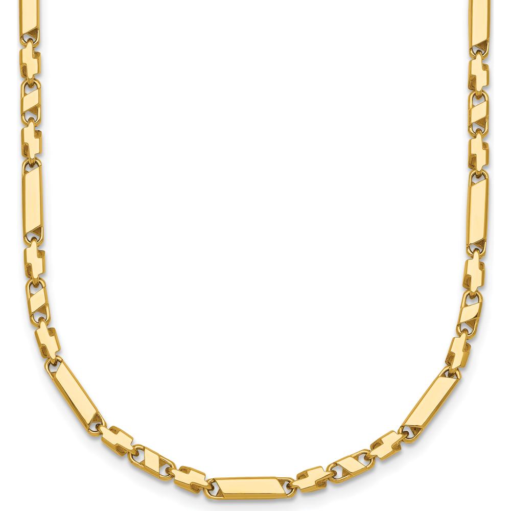 14K Yellow Gold Polished Fancy Bar Link Necklace - 19.75" Long by 0