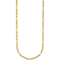 14K Yellow Gold Polished Fancy Bar Link Necklace - 19.75" Long by 0