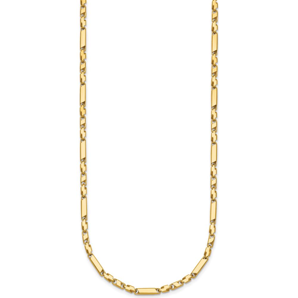 14K Yellow Gold Polished Fancy Bar Link Necklace - 19.75" Long by 0