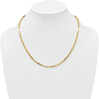 14K Yellow Gold Polished Fancy Bar Link Necklace - 19.75" Long by 0