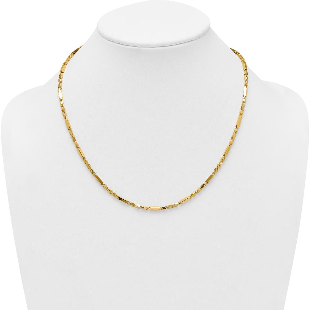 14K Yellow Gold Polished Fancy Bar Link Necklace - 19.75" Long by 0