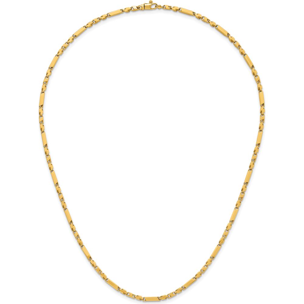 14K Yellow Gold Polished Fancy Bar Link Necklace - 19.75" Long by 0