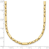 14K Yellow Gold Polished Fancy Bar Link Necklace - 19.75" Long by 0
