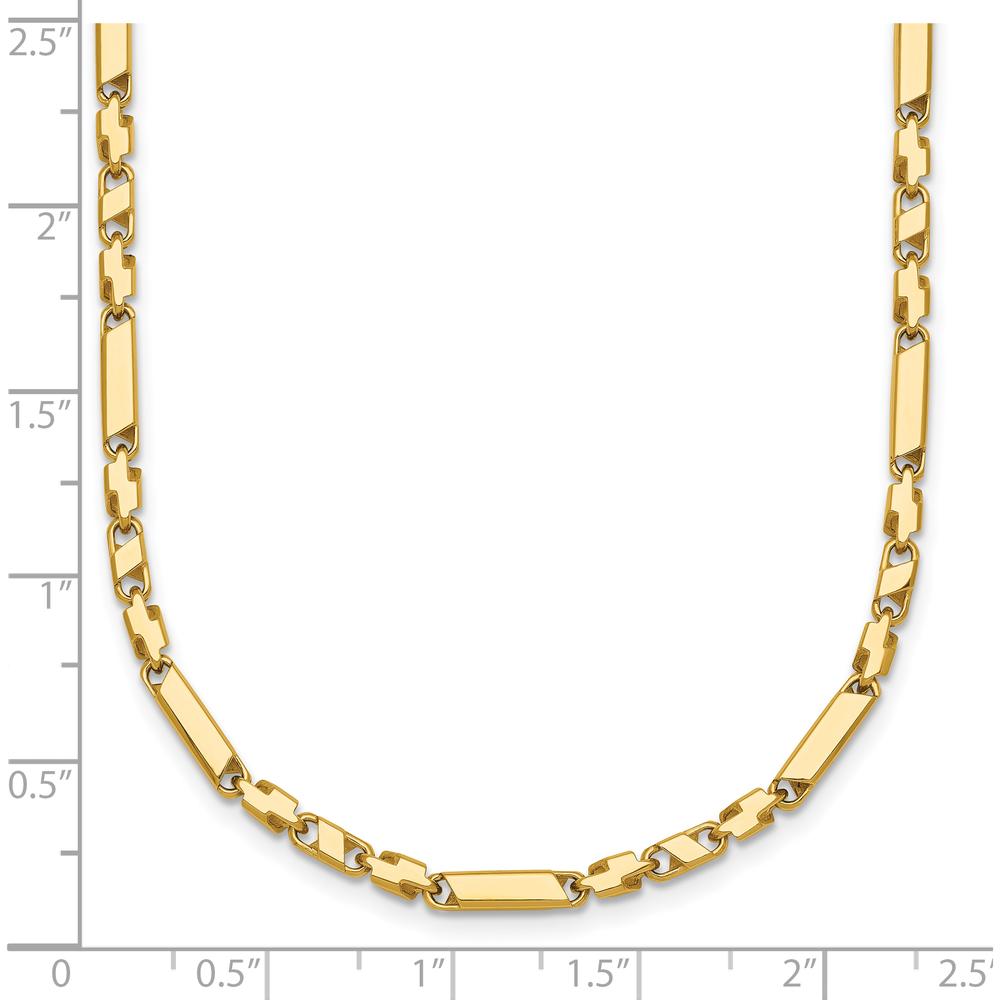 14K Yellow Gold Polished Fancy Bar Link Necklace - 19.75" Long by 0