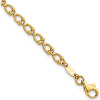14K Yellow Gold Polished Fancy Beaded Link Bracelet - 7 Inches by 0