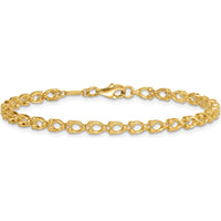 14K Yellow Gold Polished Fancy Beaded Link Bracelet - 7 Inches by 0
