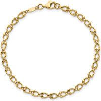 14K Yellow Gold Polished Fancy Beaded Link Bracelet - 7 Inches by 0