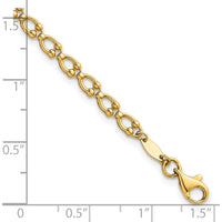 14K Yellow Gold Polished Fancy Beaded Link Bracelet - 7 Inches by 0