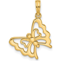 14K Yellow Gold Polished Fancy Butterfly Charm Pendant - 25.25mm by Oro Pregiato