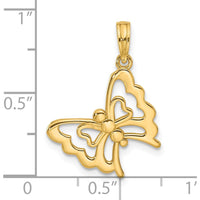 14K Yellow Gold Polished Fancy Butterfly Charm Pendant - 25.25mm by Oro Pregiato