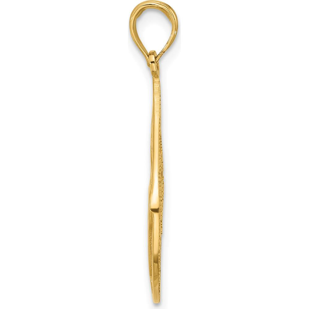 14K Yellow Gold Polished Fancy Butterfly Teardrop Charm - 31mm Length by Oro Pregiato