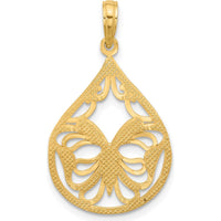 14K Yellow Gold Polished Fancy Butterfly Teardrop Charm - 31mm Length by Oro Pregiato