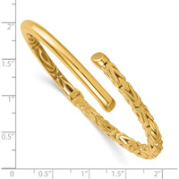 14K Yellow Gold Polished Fancy Byzantine 4.50mm Hinged Oval Cuff Bangle Bracelet by Oro Pregiato